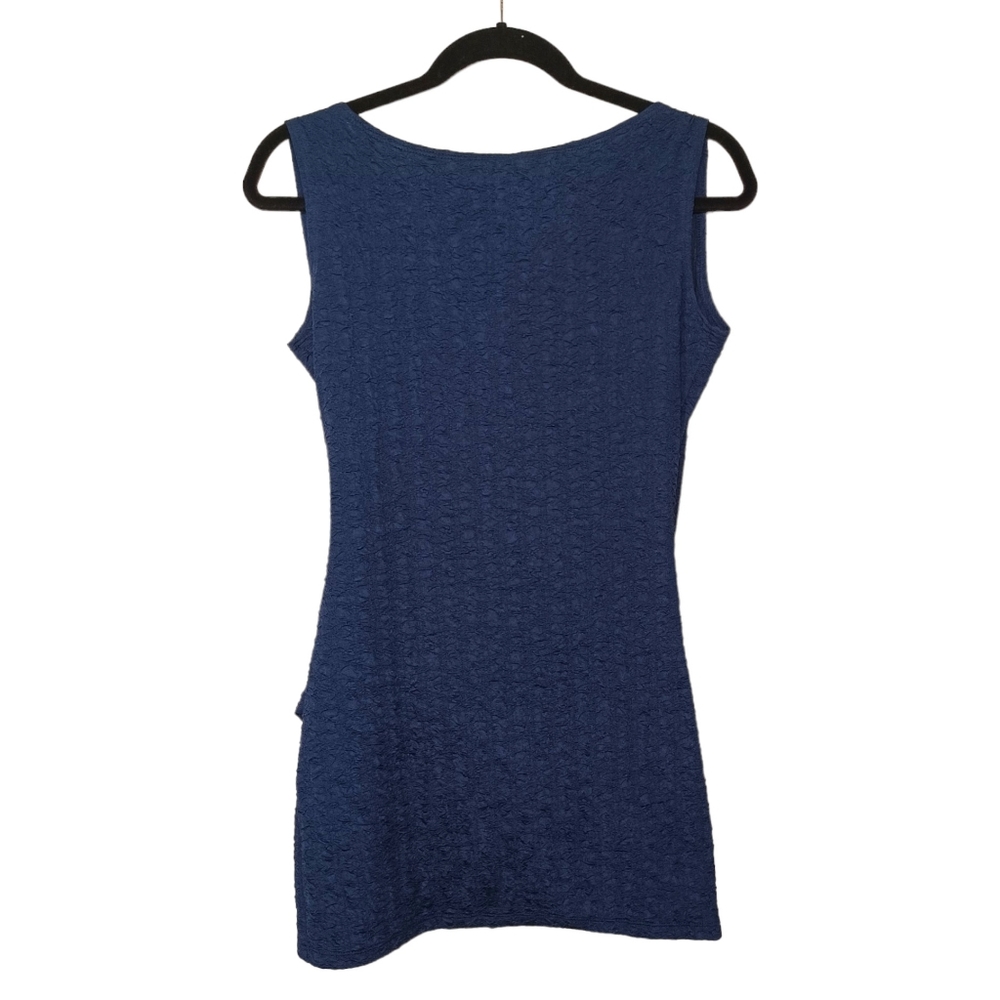 MINX USA Blue Textured Sleeveless Crossover Mini Bodycon Dress Medium NWT - Picture 5 of 10